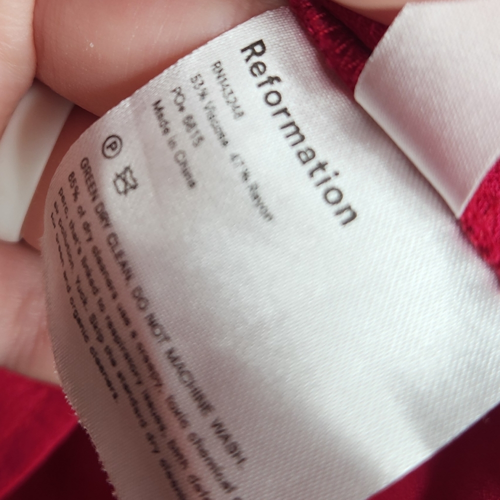 Reformation Rhubarb Lindsay Mini Adjustable Dress Sz 8 - Picture 6 of 7